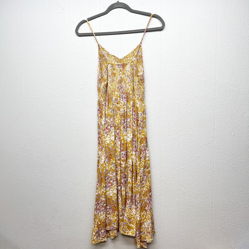 Milibon Floral Midi Smocked Dress Womens Medium Beachy Boho Coastal Cruise Party - Picture 9 of 16